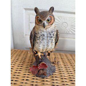 Vintage 70's Lenox Bisque Porcelain Great Horned Owl Figurine 8"